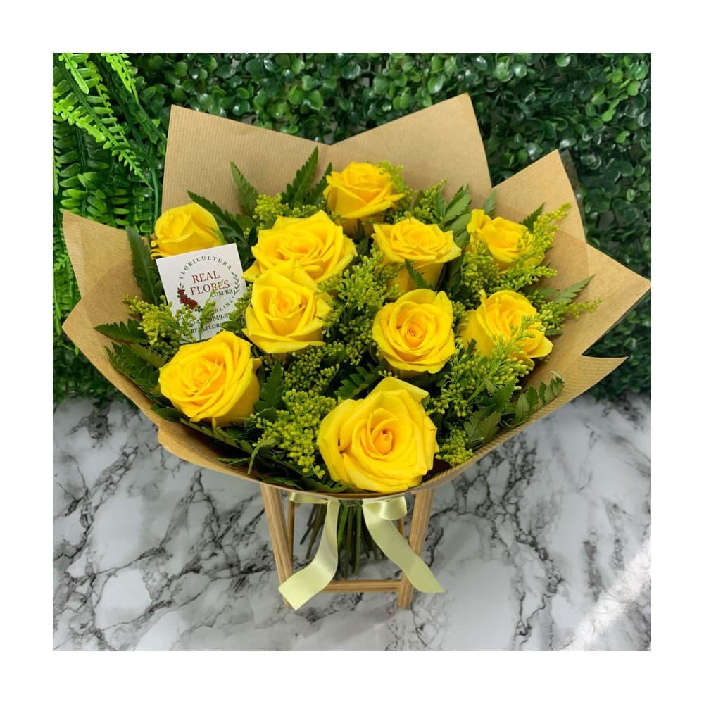 10 Rosas Amarelas Kraft