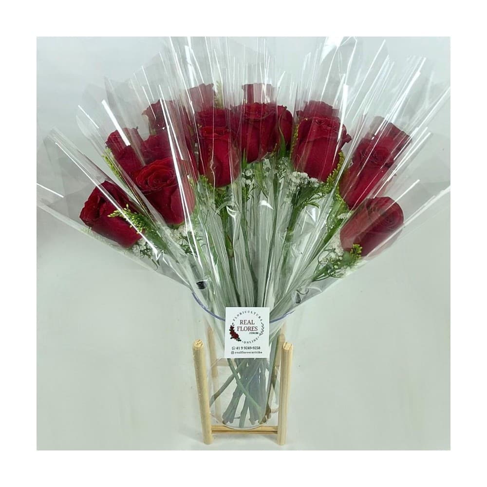 10 Rosas Vermelhas (Embalagem Individual)