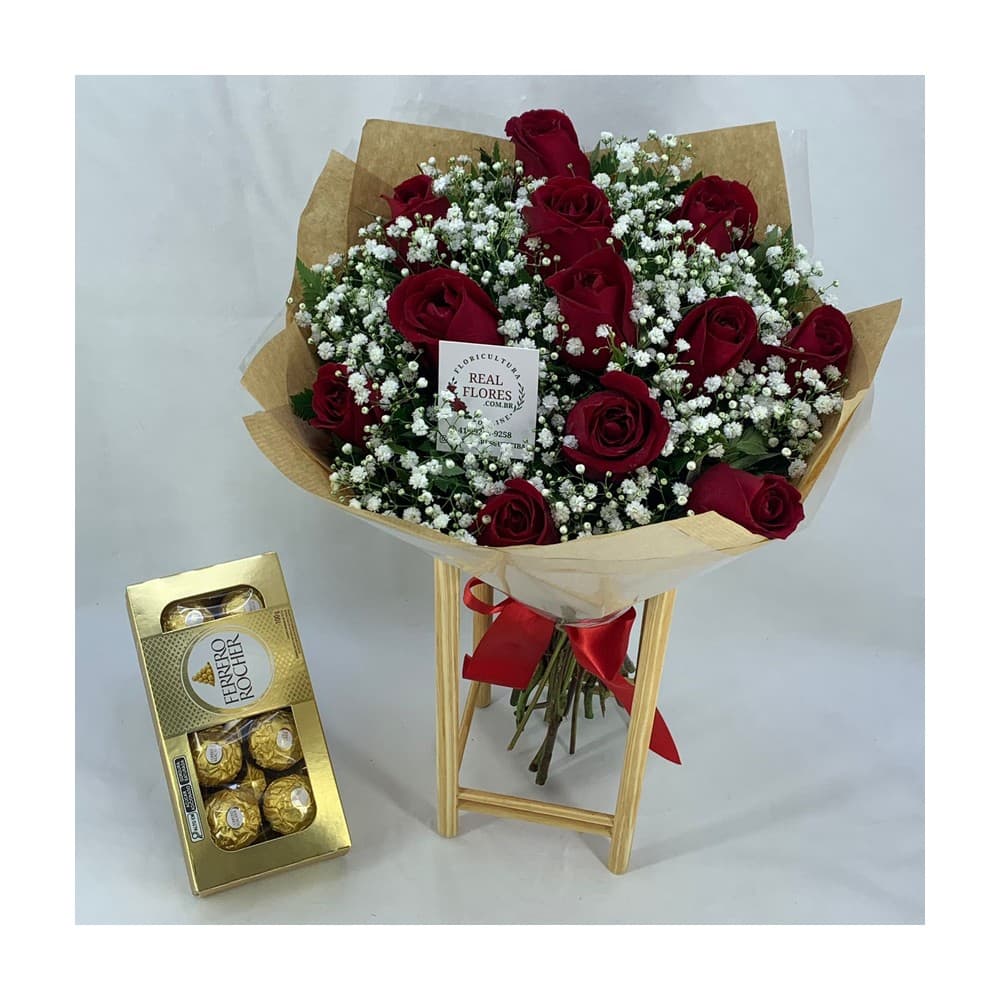 Buquê de Rosas Vermelhas com Ferrero Rocher