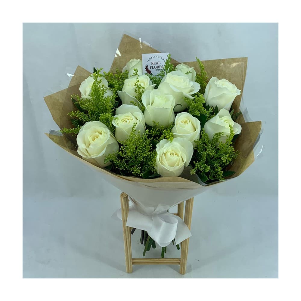 Buquê de Rosas Brancas com tango