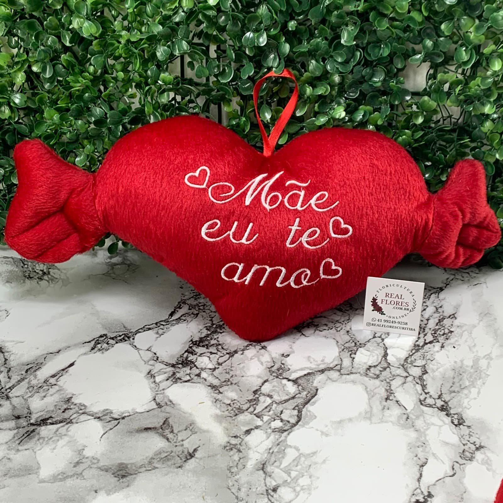 Coração Vermelho "Mãe Eu Te Amo" 18cm