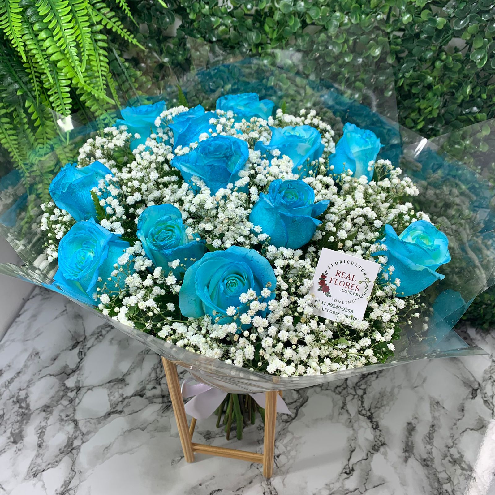 12 Rosas Azuis com Mosquito