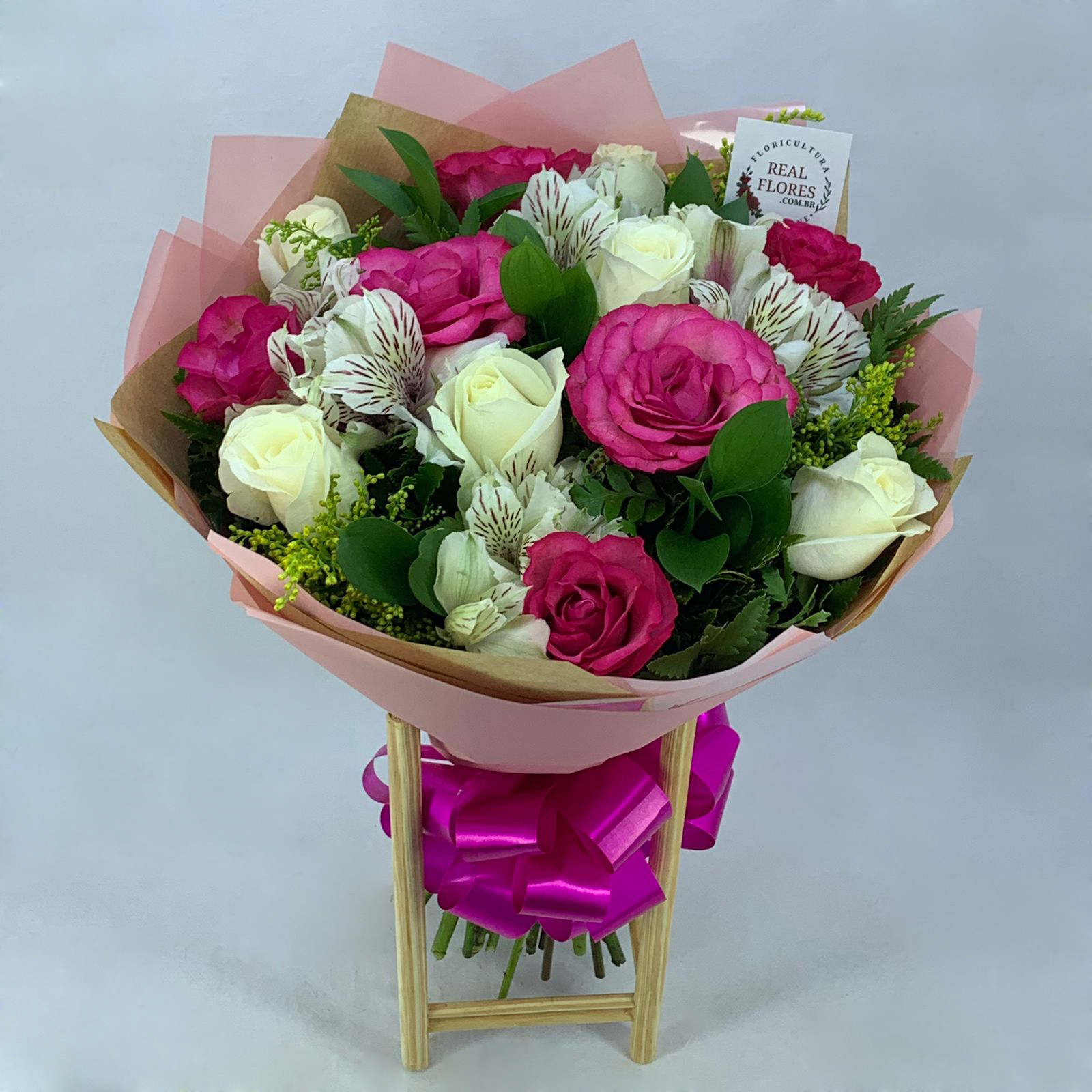 12 Rosas Pinks e Brancas