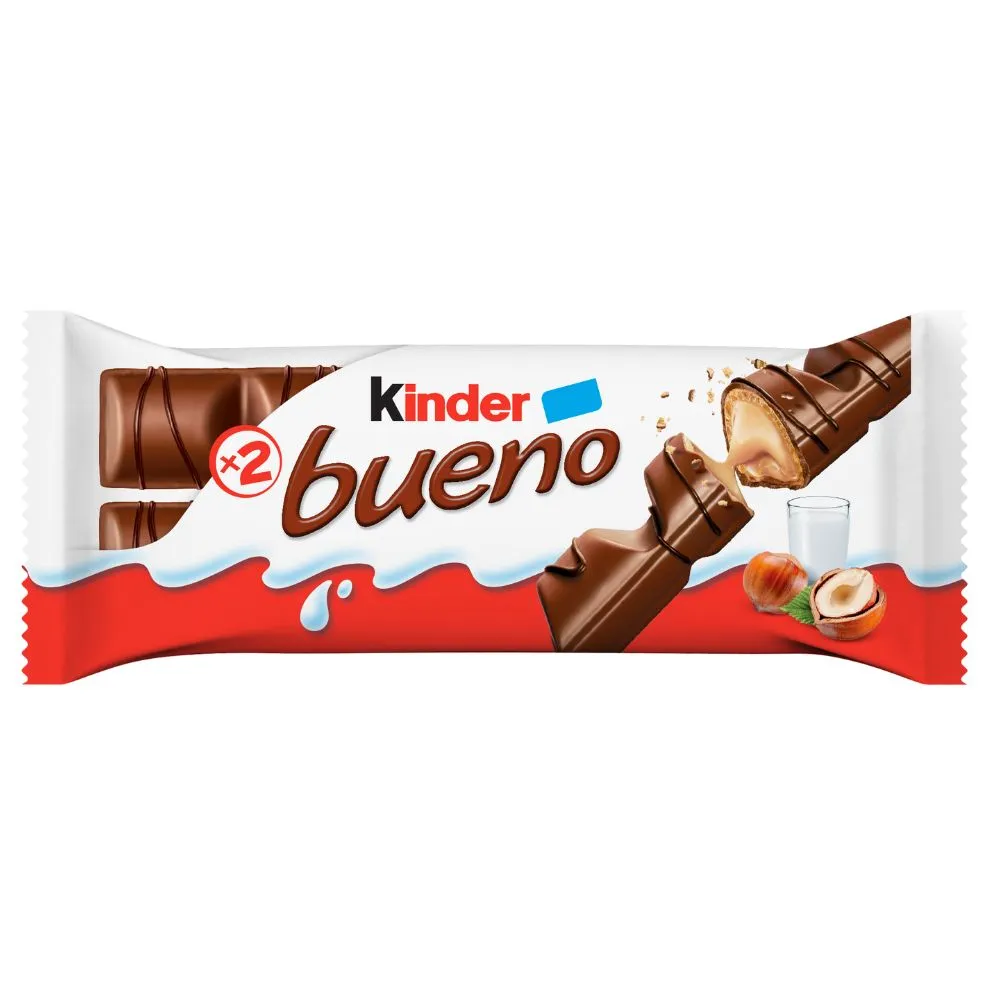Kinder Bueno 1 pacote com 2 unidades 43g.